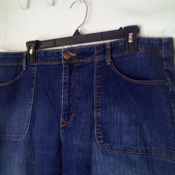 Gloria Vanderbilt Capri Jeans Women 16W Roll Cuff Hem Big Pockets Blue - Picture 7 of 13